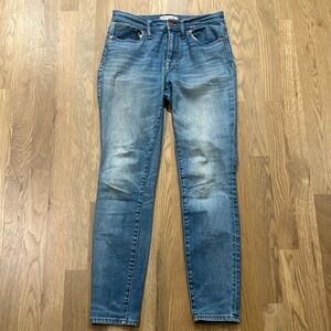 Madewell Women's Blue Medium Wash Denim Cotton High Riser Skinny Jeans